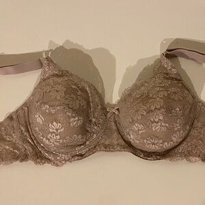 Elegant Lace Underwire Bra - Tan